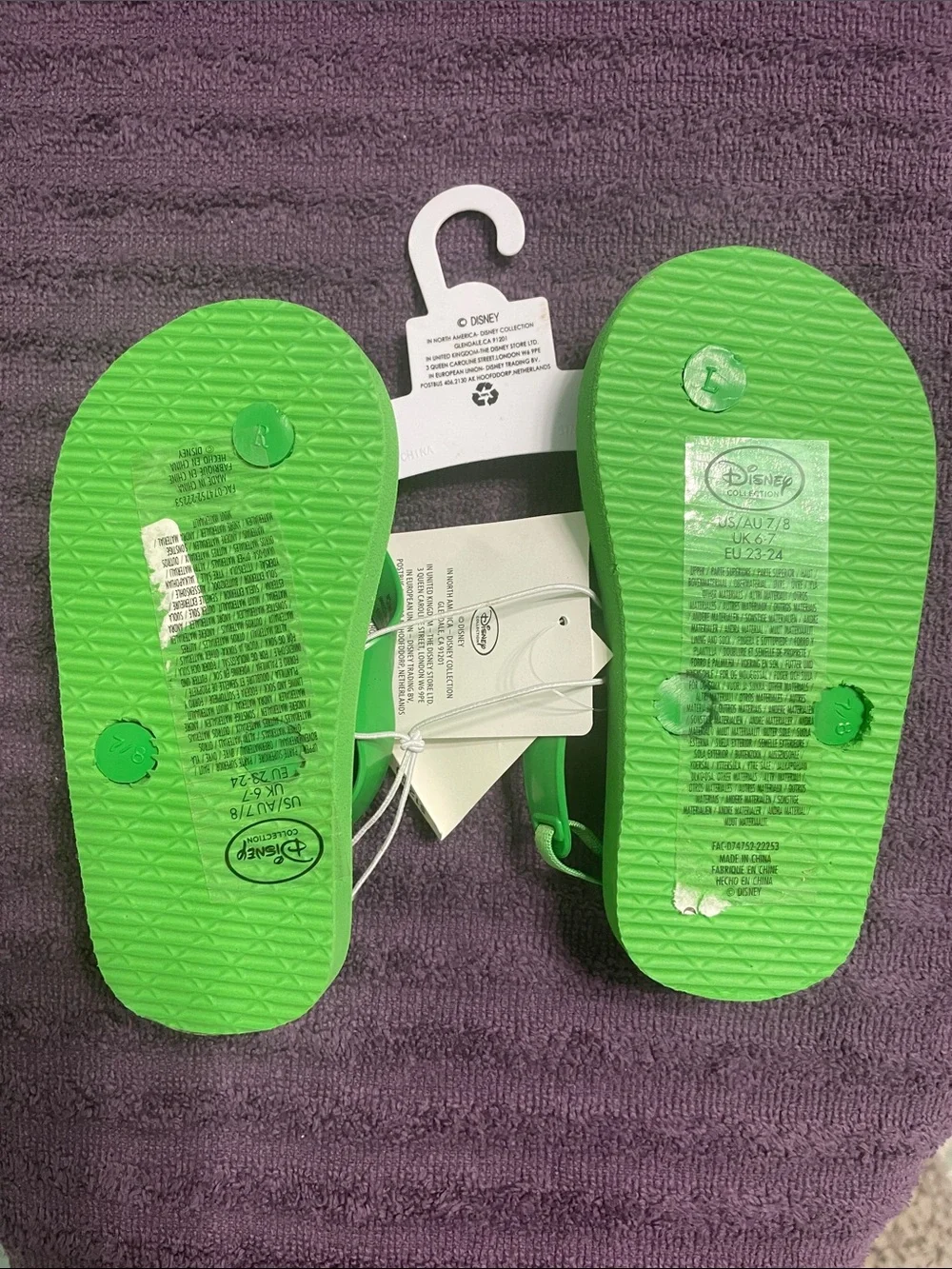 Disney Green and White Mickey Mouse Tropical Print Kids Flip-Flops
